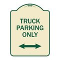 Signmission Reserved Parking Truck Parking W/ Bidirectional Arrow Heavy-Gauge Alum, 24" x 18", TG-1824-23031 A-DES-TG-1824-23031
